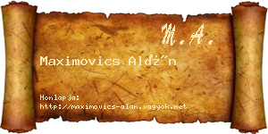 Maximovics Alán névjegykártya